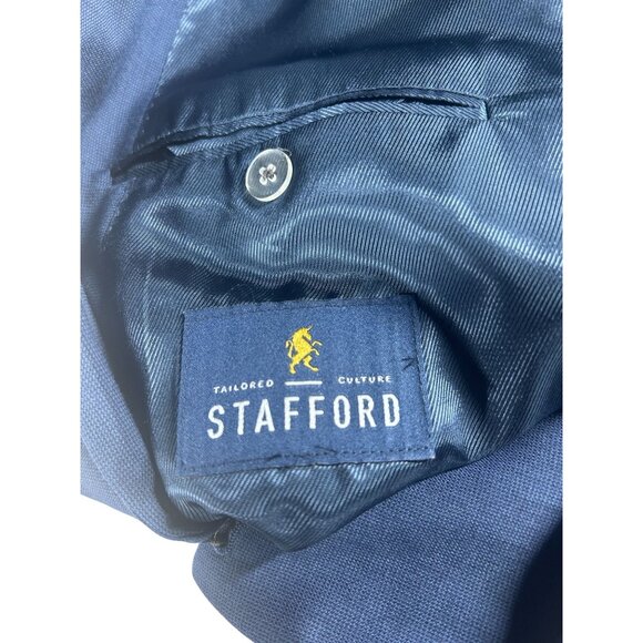 Stafford Blazer Jacket Men's Size 50R Slim Fit Blue Super Suit 50R Wool Blend - Picture 3 of 8